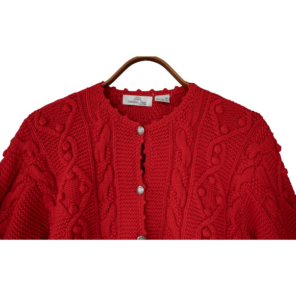 VTG Carroll Reed Women Wool Bobble Cable Chunky Knit Cardigan Sweater M Cottage - Picture 7 of 16
